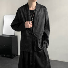 Load image into Gallery viewer, Dark Dragon Pattern Loose-fitting Hanfu Taoist Robe Cardigan Culottes