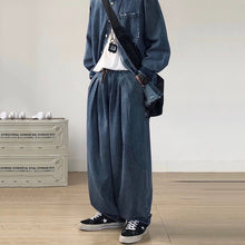 Load image into Gallery viewer, Elastic Waist Loose Denim Wide Leg Trousers
