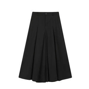 Retro Wide Leg Trousers Pleated A-line Culottes