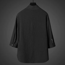 Load image into Gallery viewer, Vintage Ice Silk Loose Zen Clothes Half Sleeve T-shirt Drawstring Pants Two-Piece Set