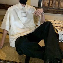 Load image into Gallery viewer, Embroidered Jacquard Ice Silk Lapel Polo Shirt