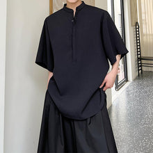 Load image into Gallery viewer, Waffle Collar Loose Half Sleeve Shirt