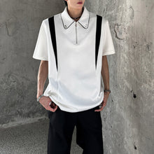 Load image into Gallery viewer, Padded Shoulder Contrast Color Stitching POLO Shirt