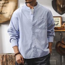 Load image into Gallery viewer, Loose Stand Collar Long Sleeve Casual Shirt