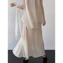 Load image into Gallery viewer, Sleeveless Ribbon-Tie Top and Skirt Two-Piece Set