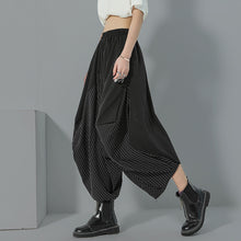 Load image into Gallery viewer, Striped Paneled Wide-leg Irregular Trousers