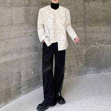 Load image into Gallery viewer, Retro Round Neck Disc Button Jacquard PU Leather Jacket