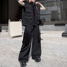 Load image into Gallery viewer, Japanese Retro Stand Collar Vest Wide Leg Loose Trousers Two-piece Set