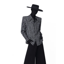 Load image into Gallery viewer, Structured-shoulder Striped Long-sleeve Shirt