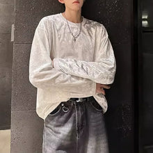 Load image into Gallery viewer, Retro Velvet Crew Neck Long Sleeve T-Shirt