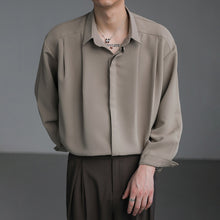 Load image into Gallery viewer, Loose Peak Collar Solid Color Long-sleeved Casual Shirt