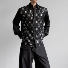 Load image into Gallery viewer, Sequin Lace Argyle-Pattern Shirt