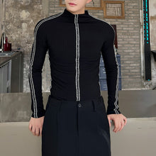 Load image into Gallery viewer, Topstitched Stand Collar Slim Fit T-shirt