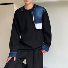 Load image into Gallery viewer, Denim Patchwork Long Sleeve Sweatshirt