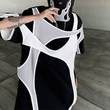 Load image into Gallery viewer, Contrast Color Stitching Lace-up T-shirt