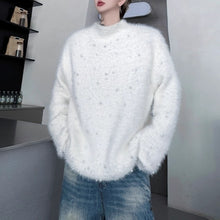 Load image into Gallery viewer, American Stand-up Collar Mink Beaded Sweater