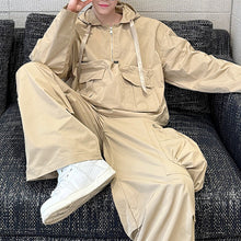 Load image into Gallery viewer, Multi-pocket Pullover Sweatshirt Straight Pants Two-piece Set