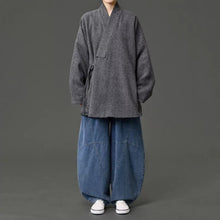Load image into Gallery viewer, Loose Woolen Cross Front Hanfu Kimono Coat