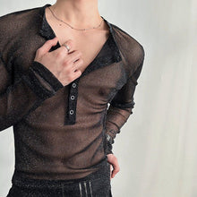 Load image into Gallery viewer, Glittery Sheer Long-Sleeved T-Shirt