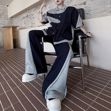 Load image into Gallery viewer, Patchwork Contrast Color Jacket Casual Loose Trousers Two-piece Set