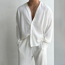 Load image into Gallery viewer, Textured V-neck Cardigan and Trousers Set