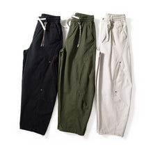 Load image into Gallery viewer, Heavyweight Cotton Rivet Detail Drawstring Curved Wide-leg Trousers