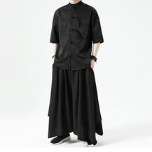 Load image into Gallery viewer, Buttoned Stand Collar Short Sleeve Shirt