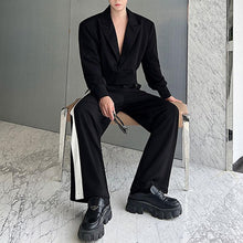 Load image into Gallery viewer, Shoulder Pad Short Jacket Wide Leg Pants Two Pieces Suit