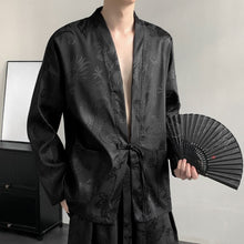 Load image into Gallery viewer, Dark Dragon Pattern Loose-fitting Hanfu Taoist Robe Cardigan Culottes