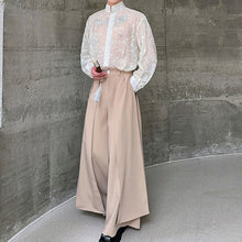 Load image into Gallery viewer, 3D Floral Stand Collar Long Sleeve Shirt