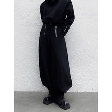 Load image into Gallery viewer, Black Zip-up Cuffed Bloomers Trousers