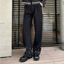 Load image into Gallery viewer, Rhinestone Crystal Fringe Cropped Lapel Blazer Straight Trousers Two-piece Set
