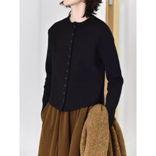 Load image into Gallery viewer, Women's Curved Hem Crew Neck Loose Knit Cardigan Sweater