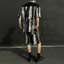 Load image into Gallery viewer, Summer Loose Ice Silk Shirt Ink Tie-dyed Short-sleeved Shorts Two-piece Suit