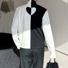 Load image into Gallery viewer, Black and White Patchwork Turtleneck T-Shirt