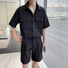 Load image into Gallery viewer, Pleated Simple Shirt and Shorts Set