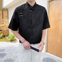 Load image into Gallery viewer, Jacquard Concealed Button Stand Collar Shirt