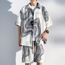 Load image into Gallery viewer, Summer Thin Ice Silk Drape Casual Shirt Loose Shorts Two-piece Set