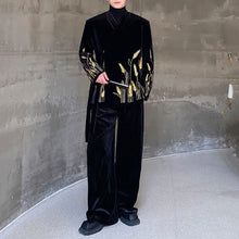 Load image into Gallery viewer, Loose Shoulder-padded Wheat Ear Embroidered Suit and Wide-leg Pants Two-piece Set