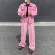 Load image into Gallery viewer, Vintage Washed Distressed Jacket Straight-leg Pants Denim Suit