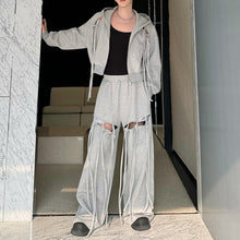 Load image into Gallery viewer, Hollow Strap Hooded Sweatshirt Two-Piece Set