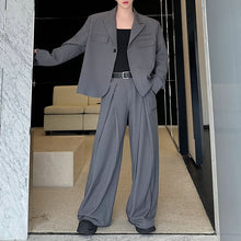 Load image into Gallery viewer, One-button Suit Jacket Pleated Wide-leg Pants Two-piece Suit