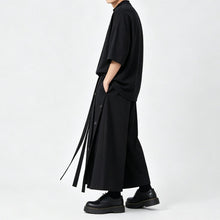 Load image into Gallery viewer, Japanese Loose Half Sleeve T-shirt High-waist Patchwork Wide-leg Skirt-pants Two-piece Set