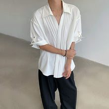 Load image into Gallery viewer, Pleated V-Neck Casual Mid-Length Sleeve Shirt