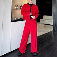Load image into Gallery viewer, Collarless Short Jacket and Wide-leg Trousers Two-piece Set