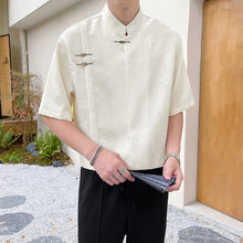 Load image into Gallery viewer, Jacquard Concealed Button Stand Collar Shirt