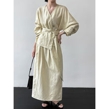 Load image into Gallery viewer, Women's Linen Shirt and Skirt Two-Piece Set