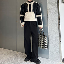 Load image into Gallery viewer, Winter PU Leather Contrast Stitching Short Jacket