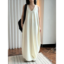 Load image into Gallery viewer, Women's Deep V Neck Asymmetric Curved Balloon Dress