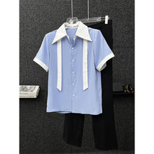 Load image into Gallery viewer, Casual Contrast Tie T-shirt